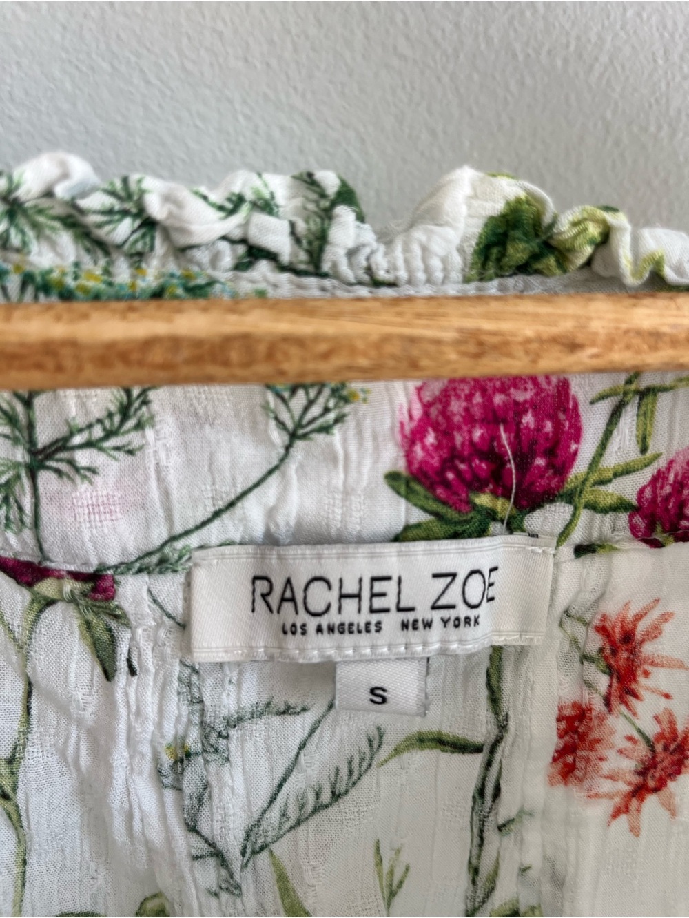 Rachel Zoe White Floral Button-Front Blouse with Pink & Green Accents - Picture 3 of 4